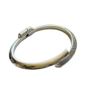 Bomb Party BP Fall 24 crystal Bracelet silver tone hinged Clamper high end 6.75"